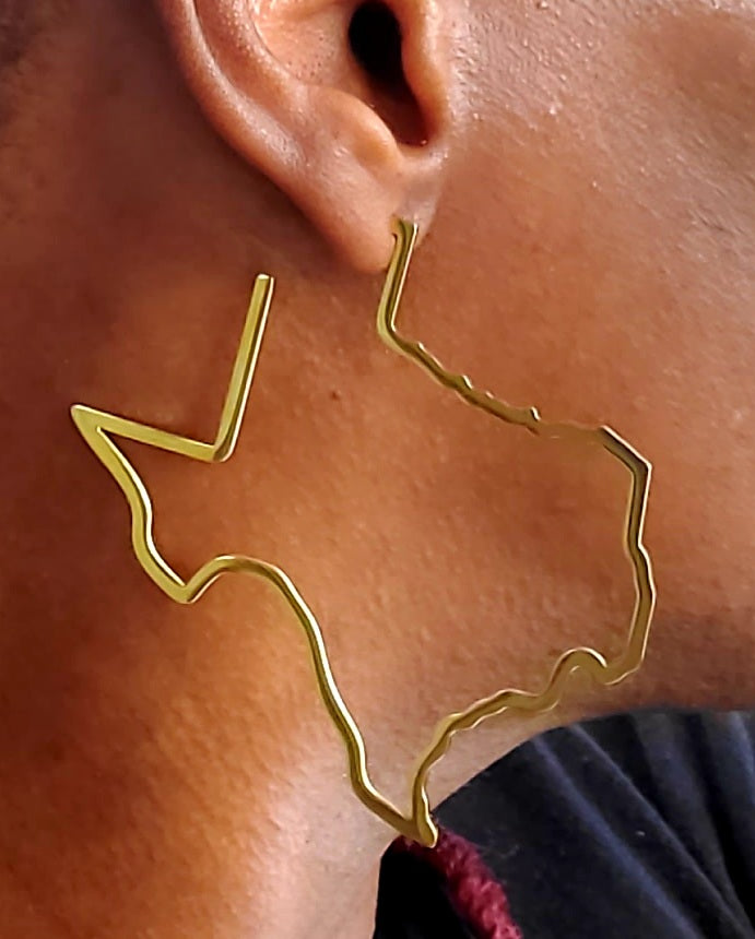 Texas Map Outline Statement Earrings