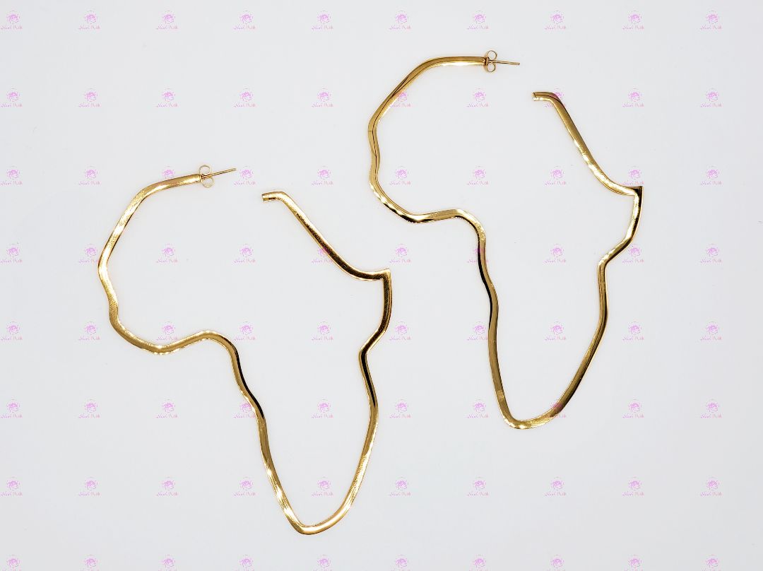 AFRICA Map Gold or Silver Continent Outline Earrings- LARGE