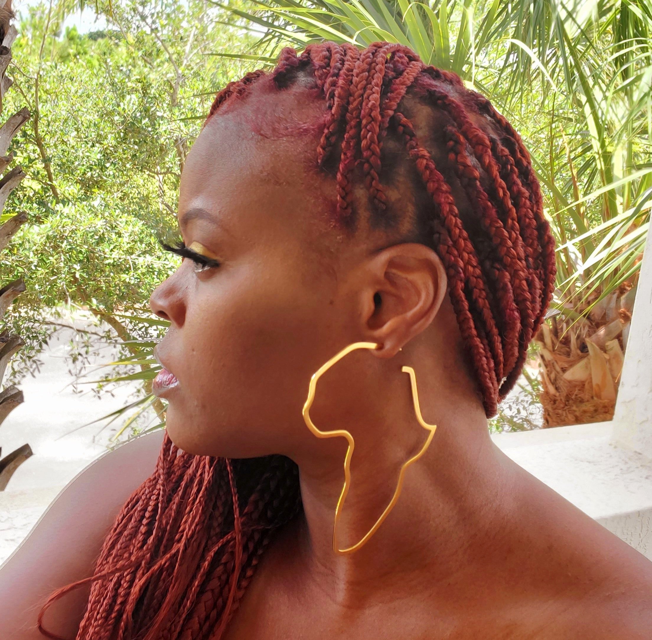 AFRICA Map Gold or Silver Continent Outline Earrings- LARGE