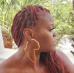 Open image in slideshow, AFRICA Map Gold or Silver Continent Outline Earrings- LARGE
