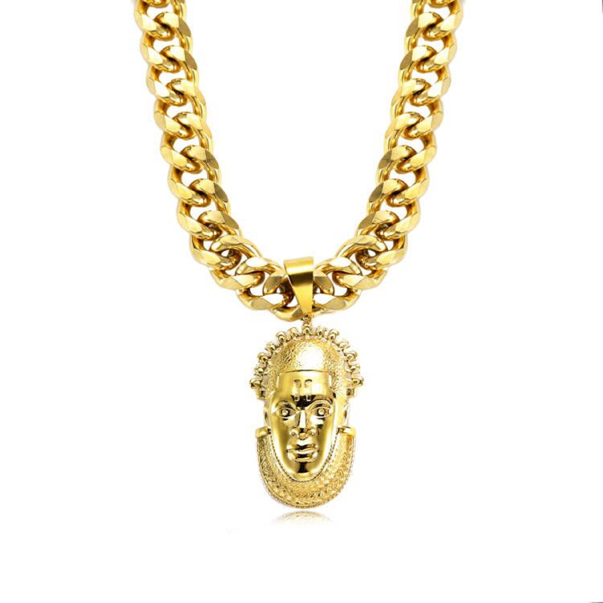 Queen Idia Medallion Cuban Link Chain Necklace