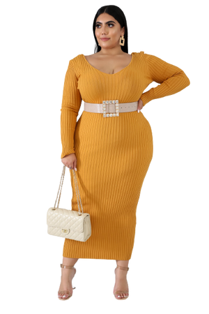 Open image in slideshow, Ribbed Plus Size Sweater Dress
