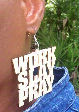 Open image in slideshow, WORK SLAY PRAY Earrings

