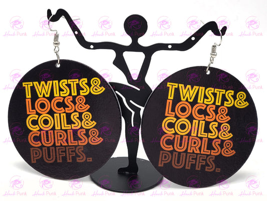 Twists Locs Coils Curls Puffs Earrings