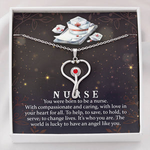 Open image in slideshow, Love on a Nurse Red Swarovski® Crystal Heart Necklace
